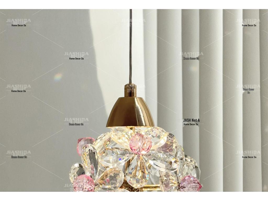 High-End French Floral Crystal Pendant Light for Bedroom or Hallway
