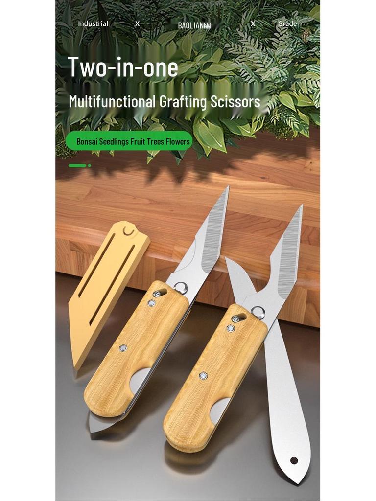 Baolian Multifunctional Grafting Knife for Tree Cuttings and Seedlings with Budding Scissors