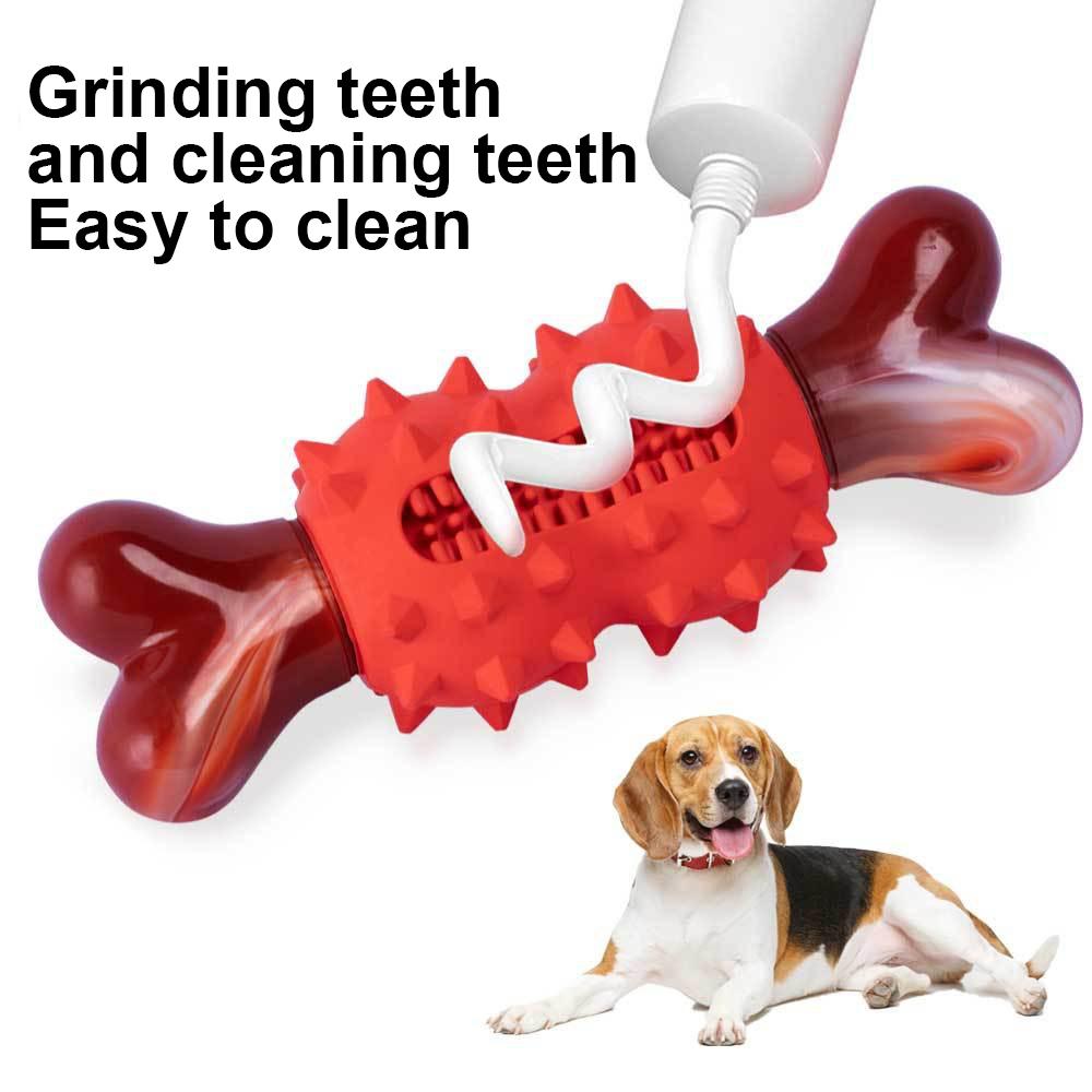 Dog Toys Chewing Grinding Teeth Cleaning Bite Resistant Rubber Nylon Bones Easy Clean  Relieve Stress Fun Dog Toothbrush Toys
