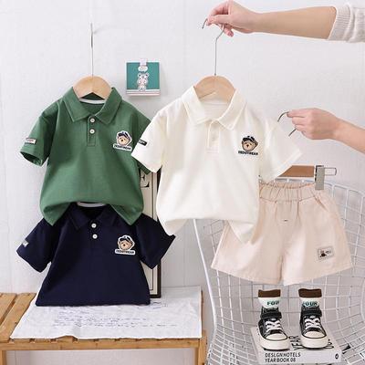 Boys' Short Sleeved Set 0-5-Year-old Children's Summer Collar POLO Shirt Fashionable Casual Shorts Two-piece Set