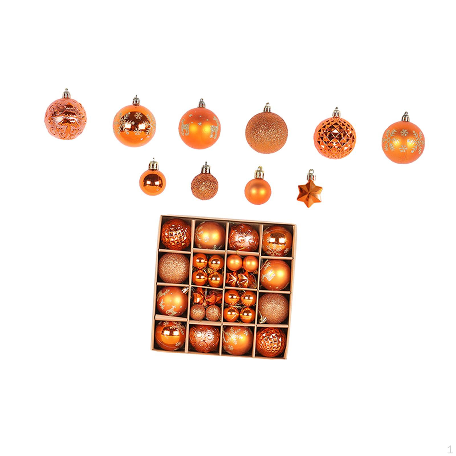 

44 Count Christmas Baubles Ornaments for Tree Decoration Set Seasonal Celebrations Orange