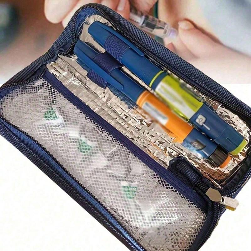 Insulated Portable Insulin Cooler Bag -Friendly Cold Ice Pack Physical Cooler Box Lightweight Simple Zipper Carry Bags Travel Emergency Bag Medical