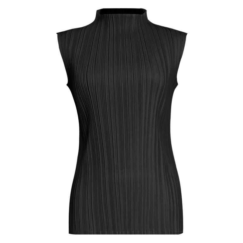 Miyake 2025 Sommer Damen Slim Ärmellos Stehkragen Weste - Vielseitiges Basic-Top