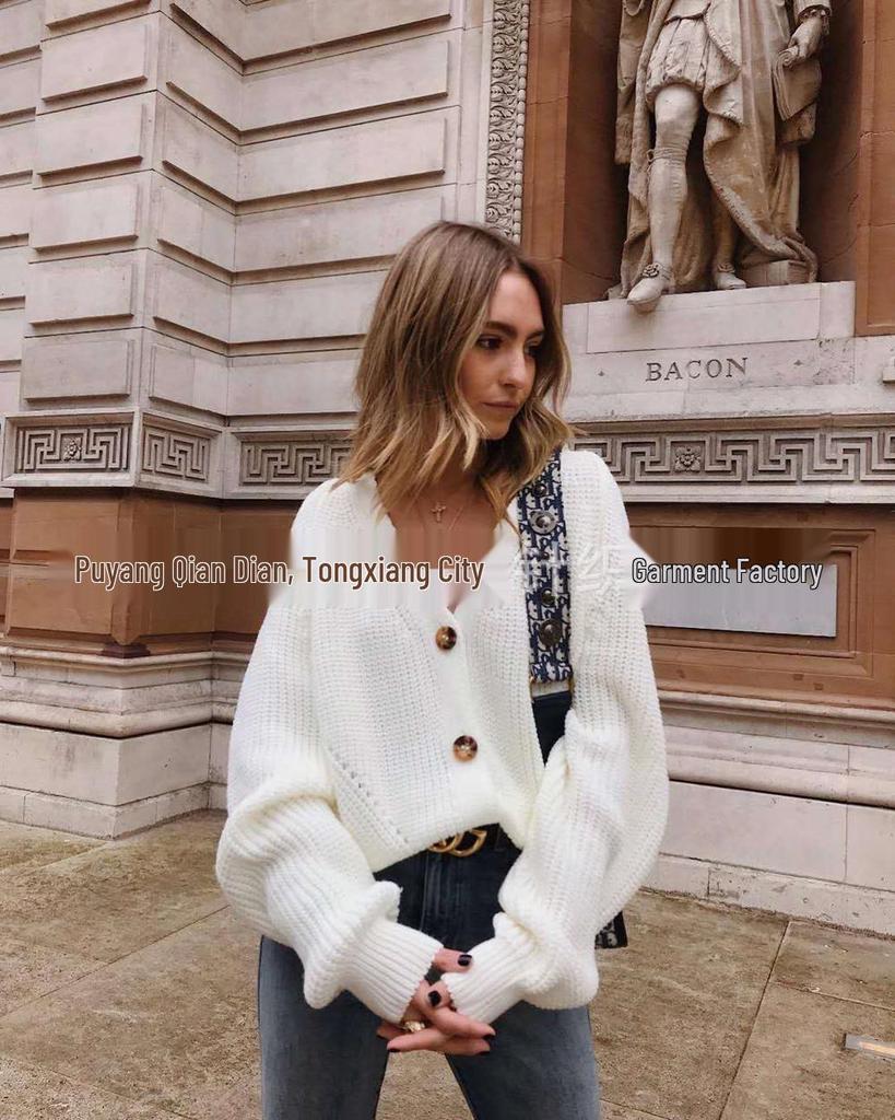2023 Women's European & American V-Neck Knitted Cardigan - New Autumn/Winter Fashion
