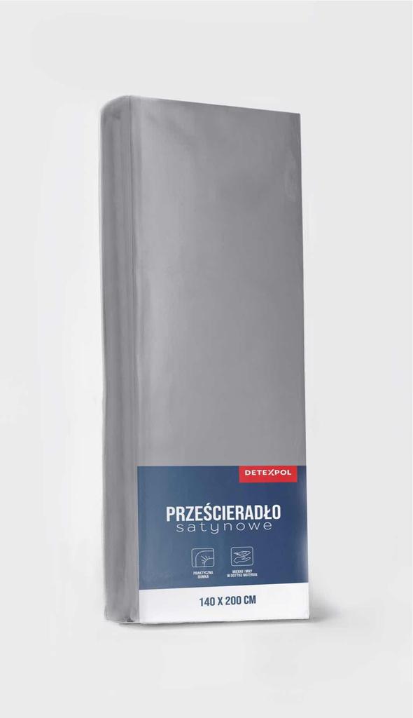 Satin fitted sheet 180x200 microfiber gray