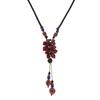 BLINGBAY Women's Vintage Red Flower Pendant Necklace Adjustable Rope Chain Beaded Statement Jewelry Gift