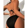 Sexy Halter V Neck Wrinkled Female Swimwear One Piece Swimsuit Women Backless Monokini High Leg Cut Bathing Suit Swim Beach Wear