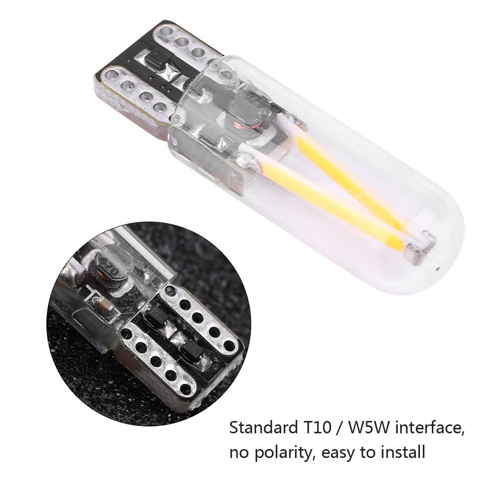 Pair of 8-28V W5W T10 Glass COB Filament LED Car Reading DRL Turn Signal LED Bulb White Light