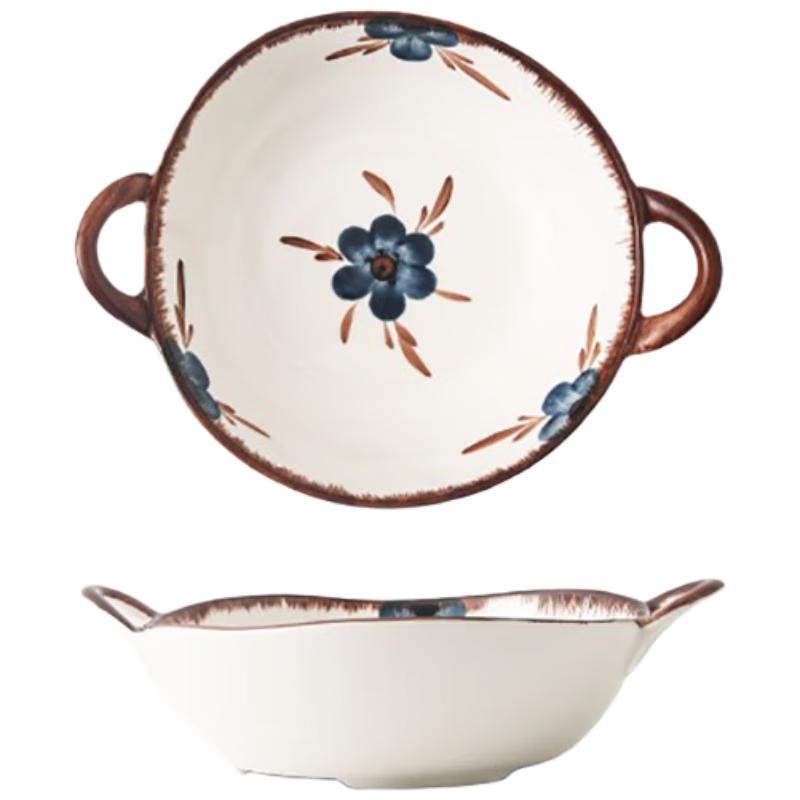 Japanese Style Ceramic Double-Handle Soup Bowl