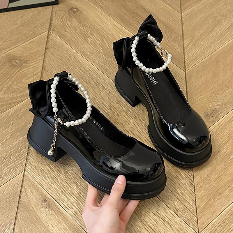 Fashion Spring/Summer High Heels Shoes Lolita Skirts Pearl Buckles Bow Mary Jane Shoes Women's Shoes
