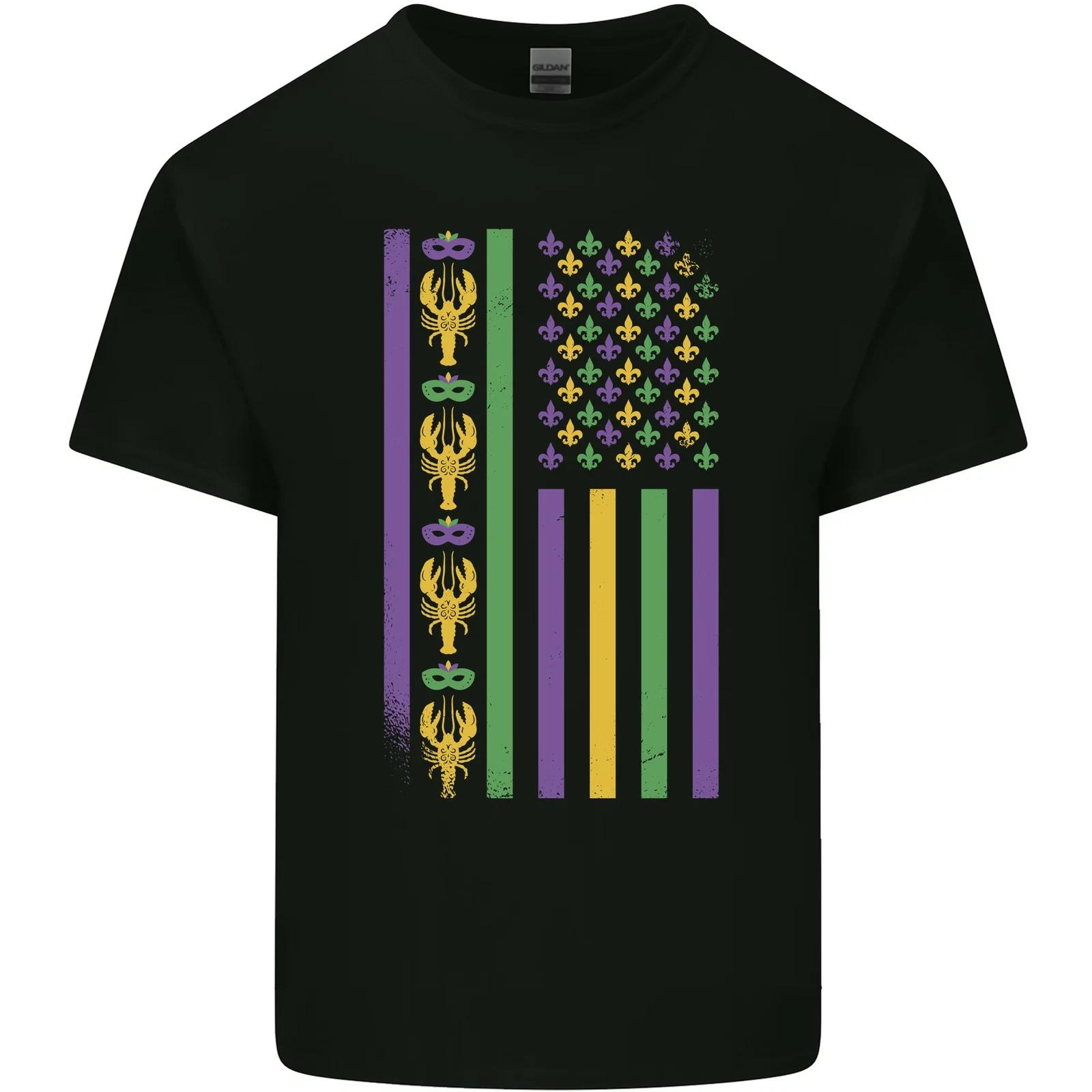 USA Mardi Gras American Flag America Kids T-Shirt Childrens 2XL