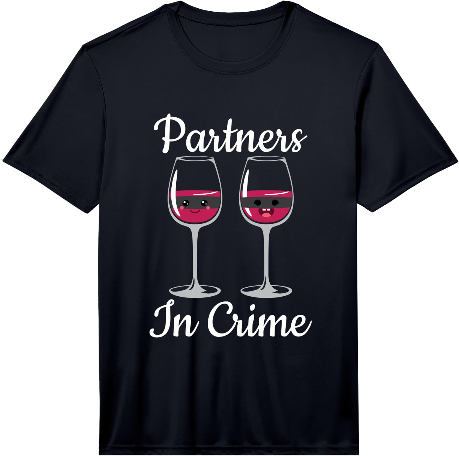 Mens Partners in Crime Couple of Glass of Wine with Mask Performance Unisex T-Shirt XL