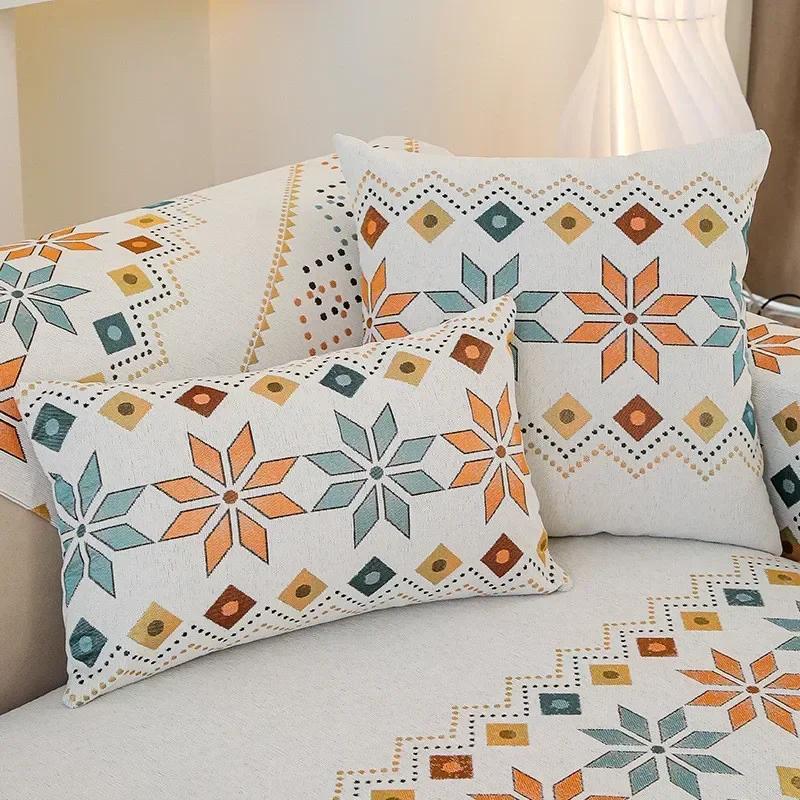 Jacquard Chenille Sofabezug für Wohnzimmer Ganzjahres-Universal Rutschfest Langlebig Staubdicht Kratzfest Couchkissen