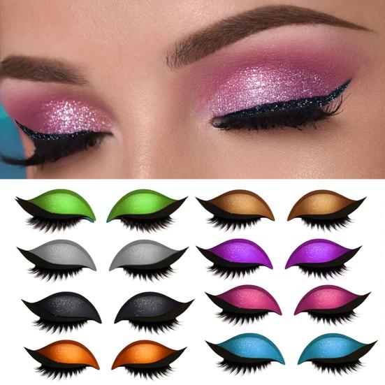 2 Pairs Lazy Eye Shadow Eyelash Patch 2-in-1 Eyeshadow Eyelashes Makeup Stickers Reusable Eye Makeup Stickers with False Lashes Shadow