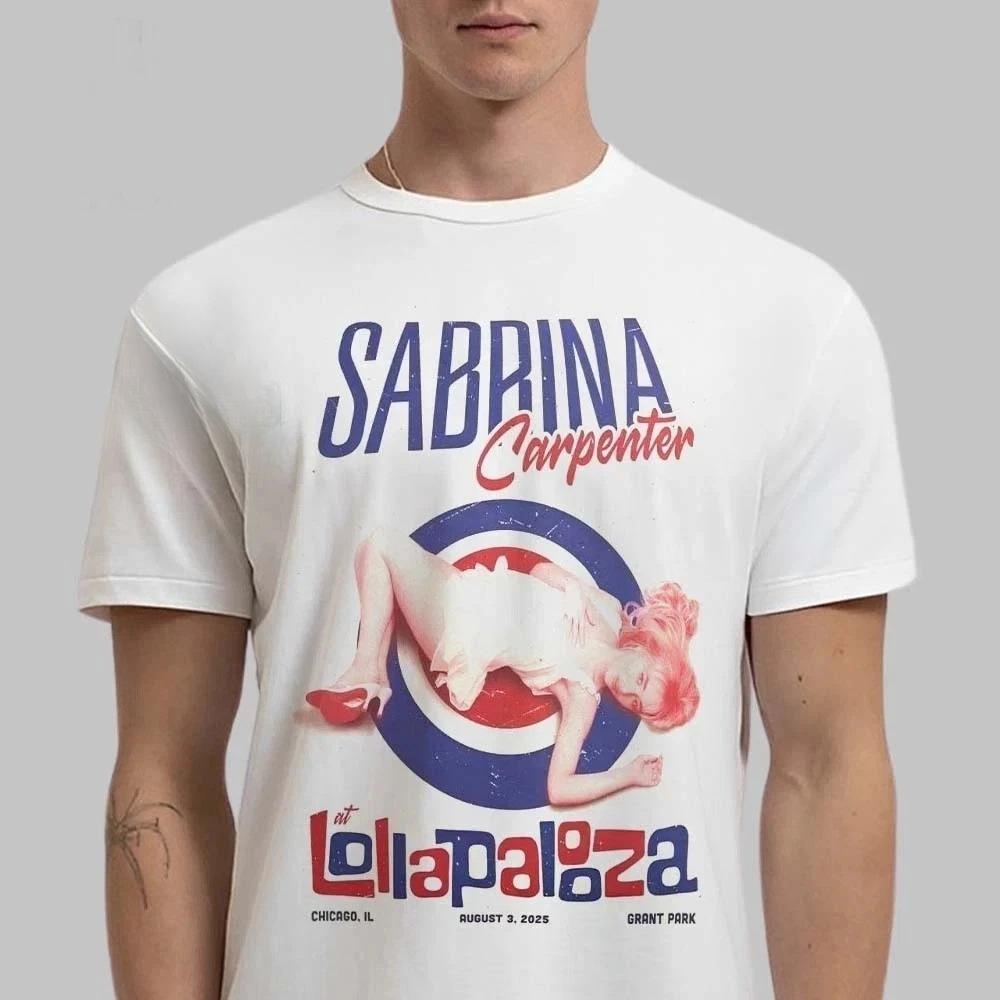 

Сабрина Карпентер Lollapalooza 3 августа 2025 года В Чикаго Иллинойс Постер Футболка Мужская Уличный Хип-хоп Рок С коротким рукавом Женская 2XL