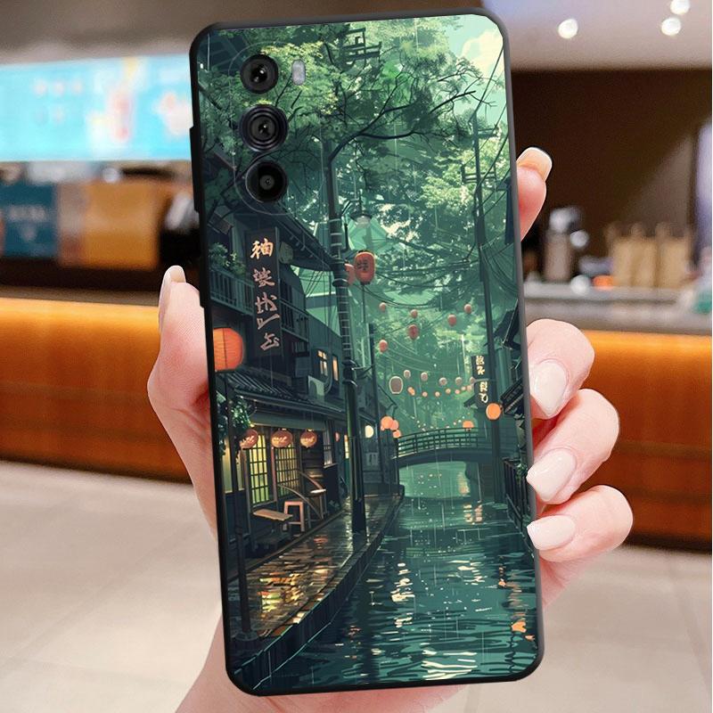 Japan Anime Street View Landscape Phone Case For Motorola Edge 60 50 40 Pro 60 50 40 30 Ultra Neo Fusion Moto G Play G Stylus G