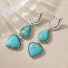 Elegant Teardrop-shaped Synthetic Turquoise Pendant Earrings Women  Exquisite Silvery Plated Dangle Earring Jewelry Gifts
