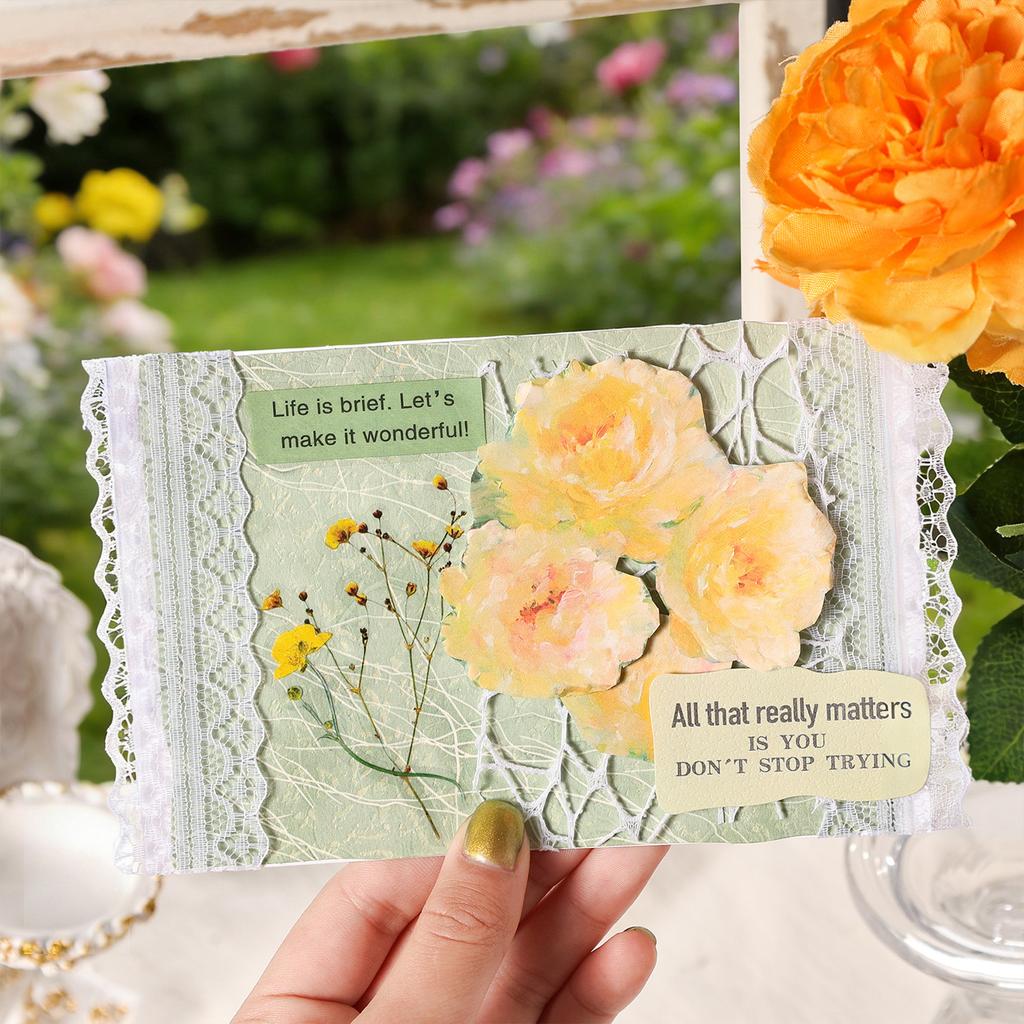 10pcs/1 lot Paper A Corner Flower Town Series Relief Embossed Flower Hand Account Collage Material