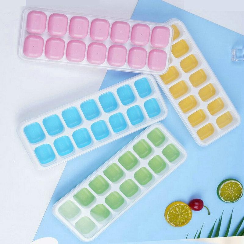 14-Grid Silicone Ice Cube Tray with Lid – Soft Bottom DIY Ice Cream Mold