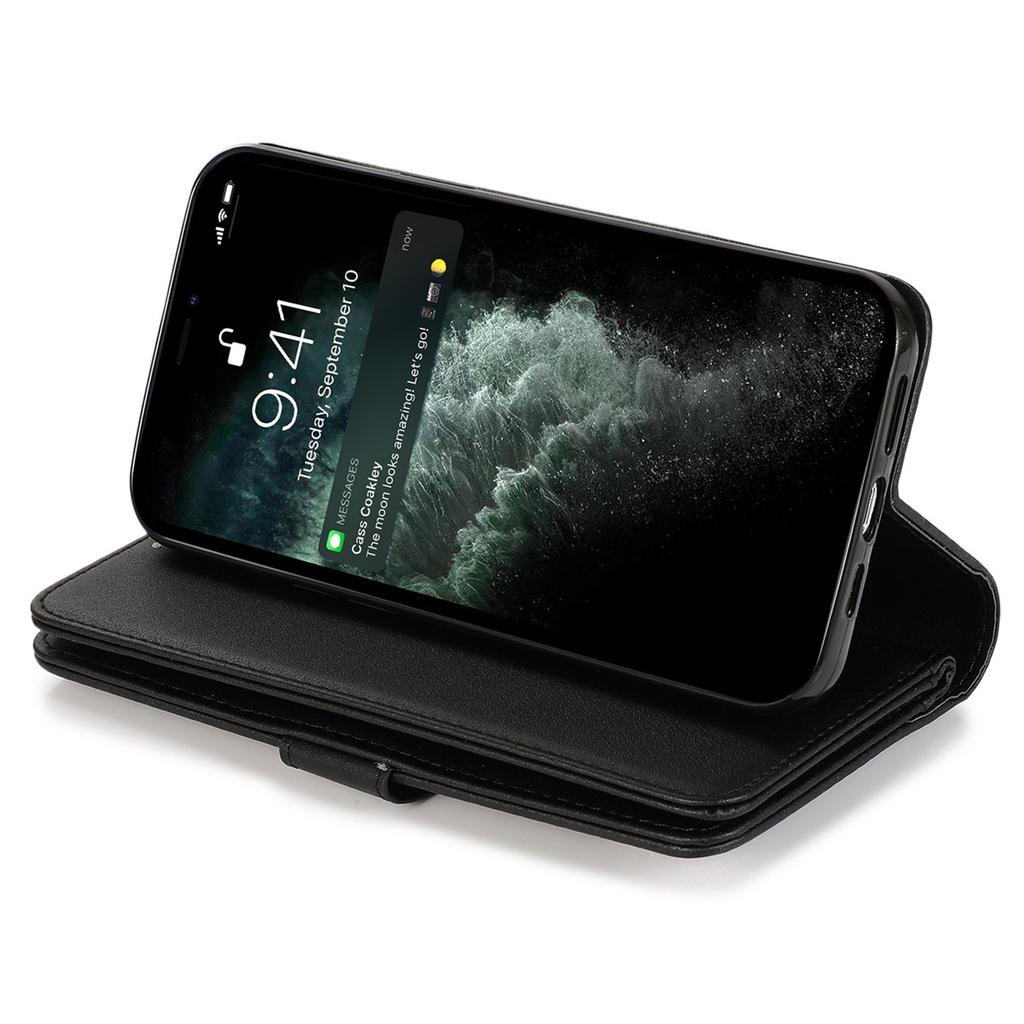 For iPhone 12/12 Pro Case Glitter Powder Zipper Pocket 9 Card Holder Leather Cover