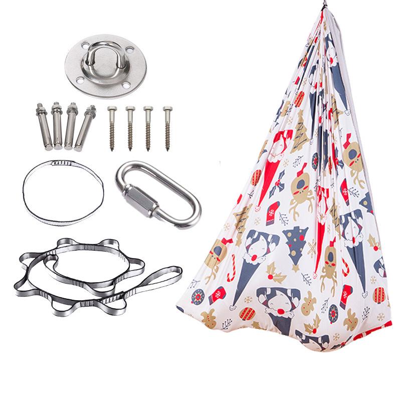 Elastic Sensory Swing: Indoor Hammock for Kids & Adults with Fixed Link Ring, Double Layer.