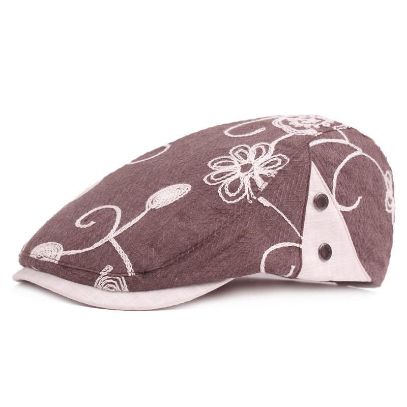 

Берет Кепка Ms. Кепка с язычком из утиного язычка, весенняя и осенняя, цветочная тканевая шапка, этническая ветровая шапка, детская кепка M（56-58cm） темно-коричневого