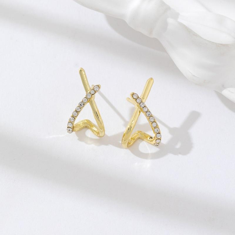 Modische Steinchen-Kreuz-Steckohrringe für Damen Zierlich Einfach Minimalistisch Ohrring Modeschmuck Partygeschenke