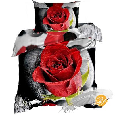3D Cotton Satin Bedding 140x200cm RED ROSE