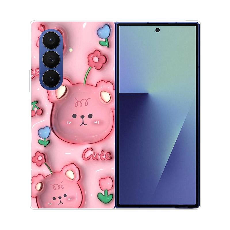 Luxury Transparent Hard PC Folding Phone Case For Samsung Galaxy Z Fold 7 6 5 4 ZFold 3 Fold7 Cases Fashion Painting Clear Cover