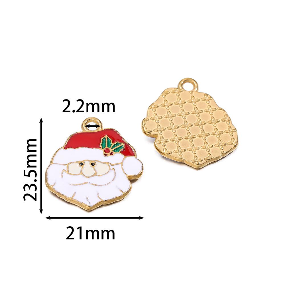 1pcs Stainless Steel Christmas Charms Gold Color Santa Claus Christmas Tree Enamel Pendants For DIY Earrings Necklaces Making