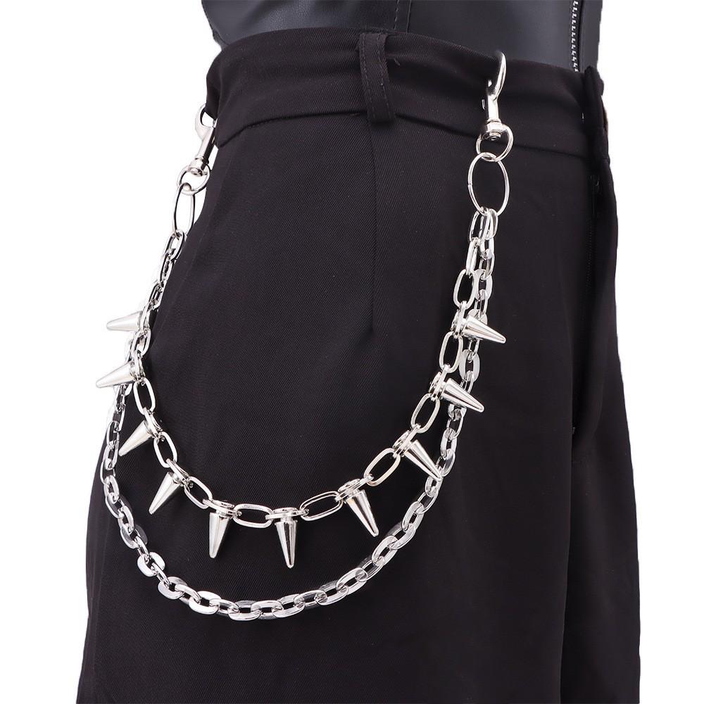 Chaîne de taille multicouche Hip Hop Punk Métal Rivet Bijou pour Performance Scénique