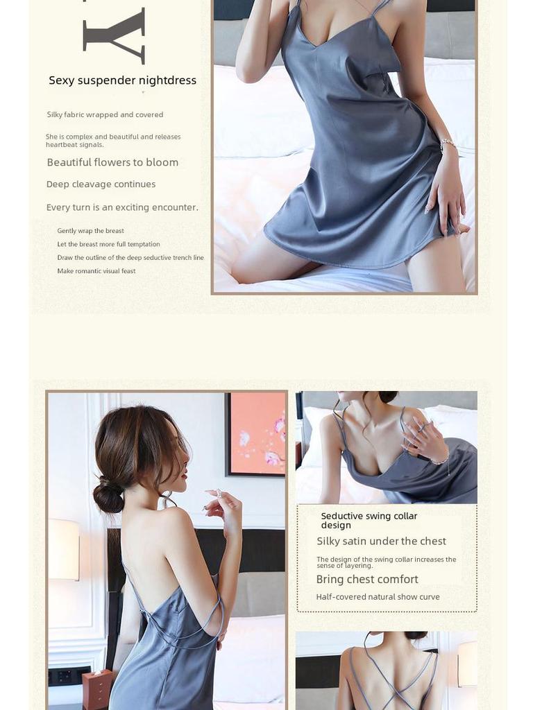 Damen Sexy Rückenfreies Träger-Nachthemd - Leidenschaftliche Versuchung Dessous-Set