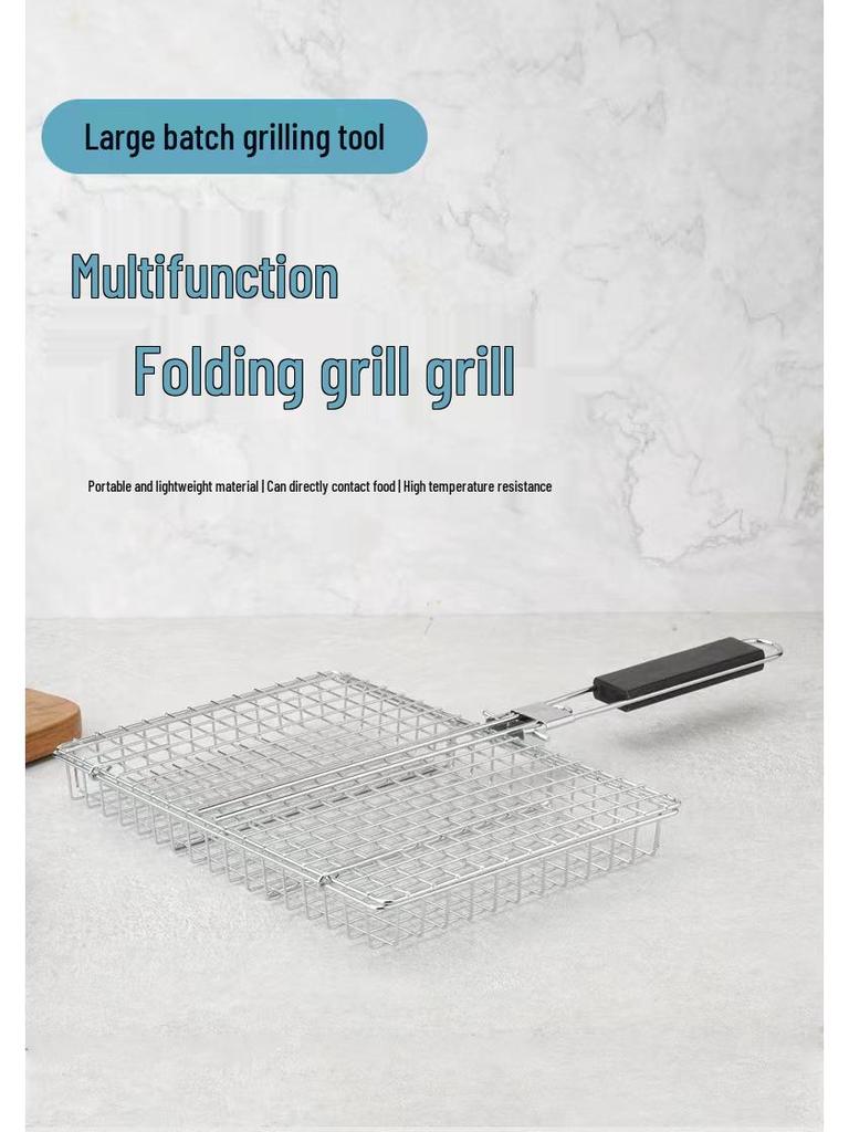 Multi-Function Folding Handle Grill Basket for Chicken, Fish, Meat, and Corn