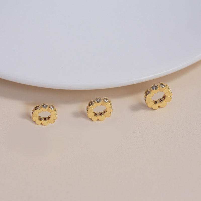 18K Gold-Filled Wavy Rhinestone Spacer Beads for DIY Bracelets