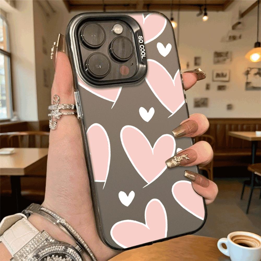 Pink Heart Pattern Hard Phone Case for Xiaomi Redmi Note 15 14 13 12 11 Pro Plus Shockproof Protective Cover