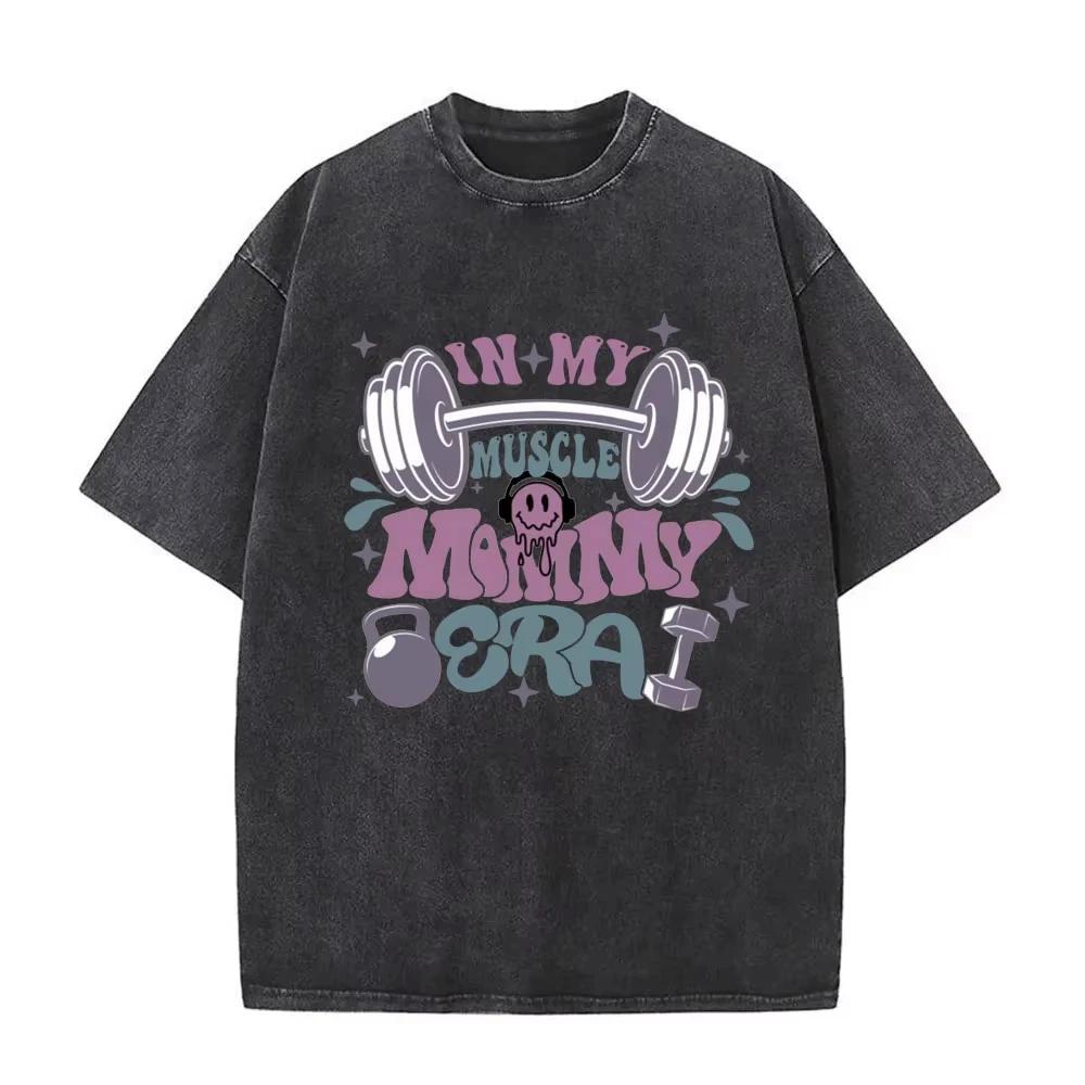 Retro Washed T Shirts with I Cry Alot But I Am So Productive Gym Fitness Pump Cover Print Unisex Womens Fashion Casual Tshirt S