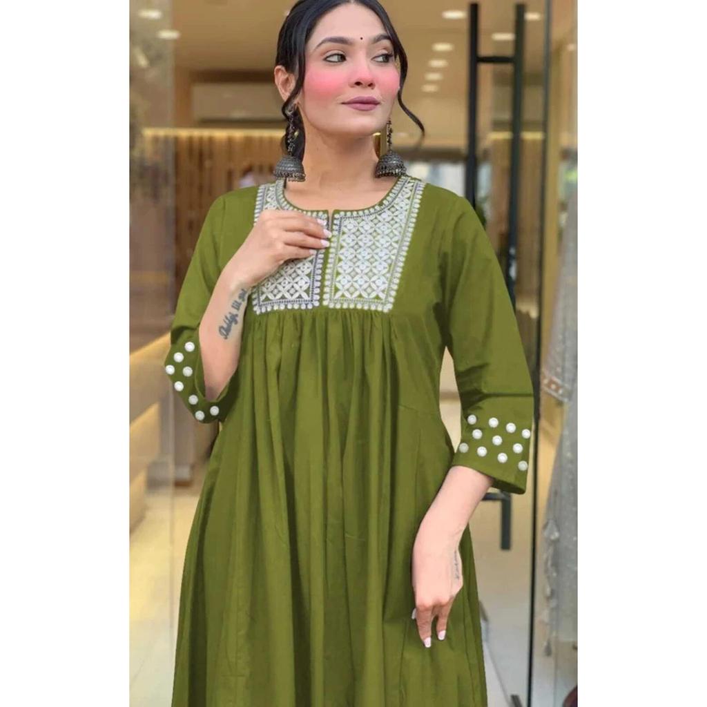 Viscose Rayon Embroidery Kurti Palazzo Set Indian Party Wear Ethnic Kurta Set