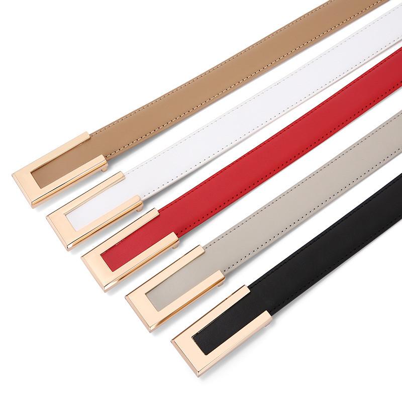 Genuine Leather Womens Fashion Belt With Smooth Buckle For Casual Wear