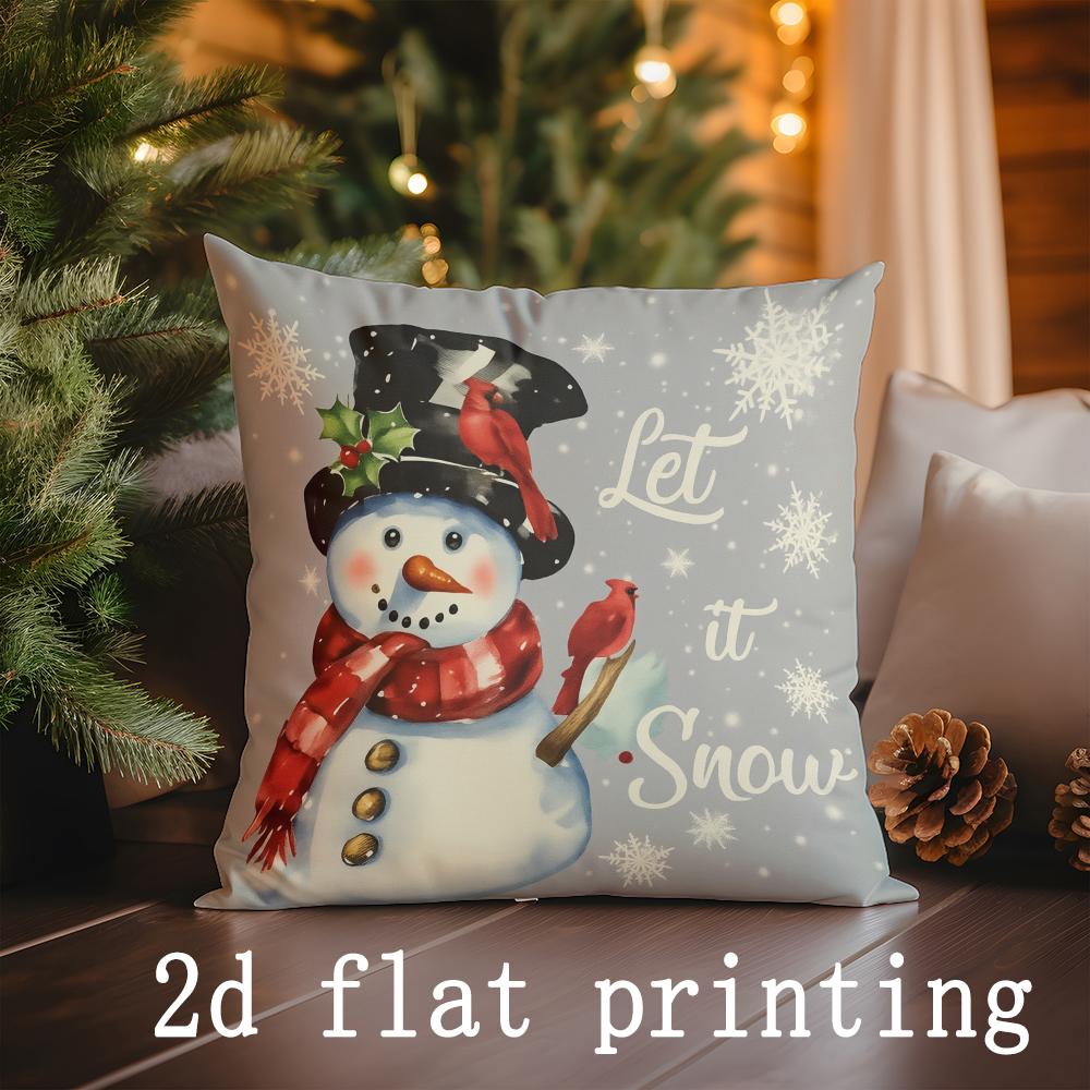 Home Decor Christmas Snowman Pattern Pillow Covers Pattern Cushion Cover Suitable for Sofa Bedroom Car Pillow Cover 40x40cm