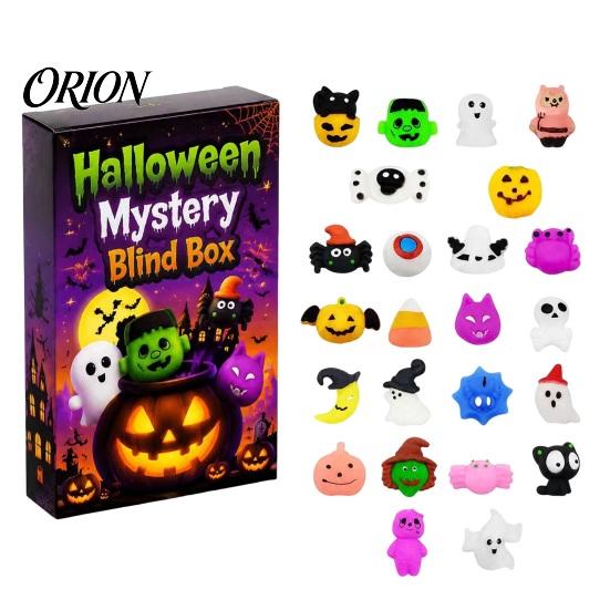 Squeeze Stress Ball Halloween Toy Advent Calendar, 24 Day Ghost Pumpkin Fidget Collectible Figures Toys Set, Gift Box for Kids, Party Favor