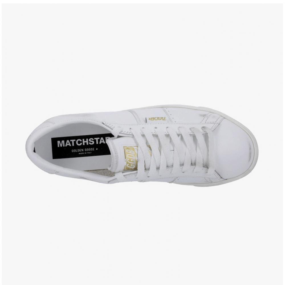 Golden Goose Gwf00796 F006367 10100 Match Star Shiny Leather White Tab Sneakers