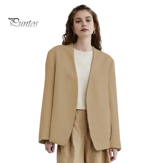 

Женский пиджак без воротника с длинным рукавом и открытым передом, однотонный свободный деловой кардиган, офисное формальное пальто XL хаки