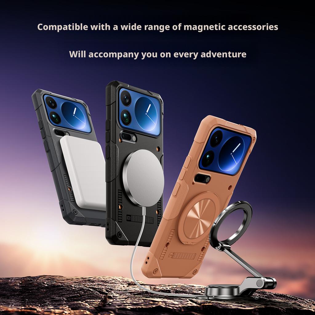 For Xiaomi Mi 17/17 Pro/17 Pro Max Case 360° Rotatable Stand Built-in Airbag Military-Grade Drop-proof Rigid Cover
