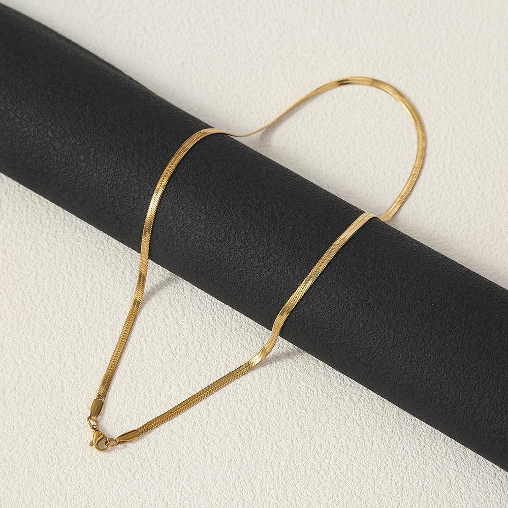 Gold Plated Titanium Steel Snake Bone Chain Necklace - Color Retention, Multiple Specifications, Pendant Included