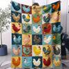 Farmhouse Chicken-Themed Blanket - Cozy Couch Throw for Rural-Style Homes, Comfy Blanket for Lounging, Decor Accent Soft Blanket
