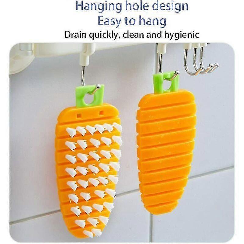 Vegetable Brush, Mini Fruit and Vegetable Cleaning Brush, Carrot Shape Vegetable and Fruit Cleaning Brushes, Fruit Cleaner Kitchen Tools 2 PiecesOran