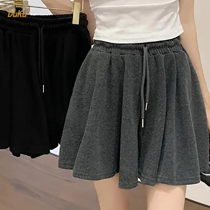 Ballet Style Casual Shorts Women's Summer Hot Pants Gray Sport High Waisted Sport Pleated Wide Leg Culottes