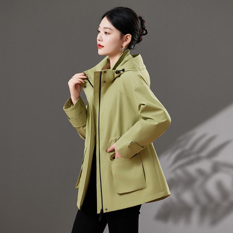Women's Fashionable Mid-Length Hooded Trench Coat, 2025 Spring/Autumn, New Korean Loose High-End Design.