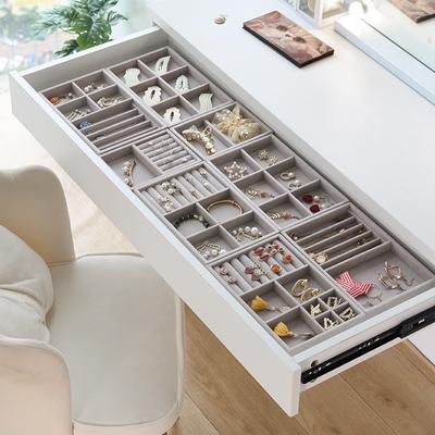 Organizér na šperky Zásuvka komody Vnútorný priečinok Zamatová látka Náhrdelník Náušnice Prstene Šperky Šperkovnica