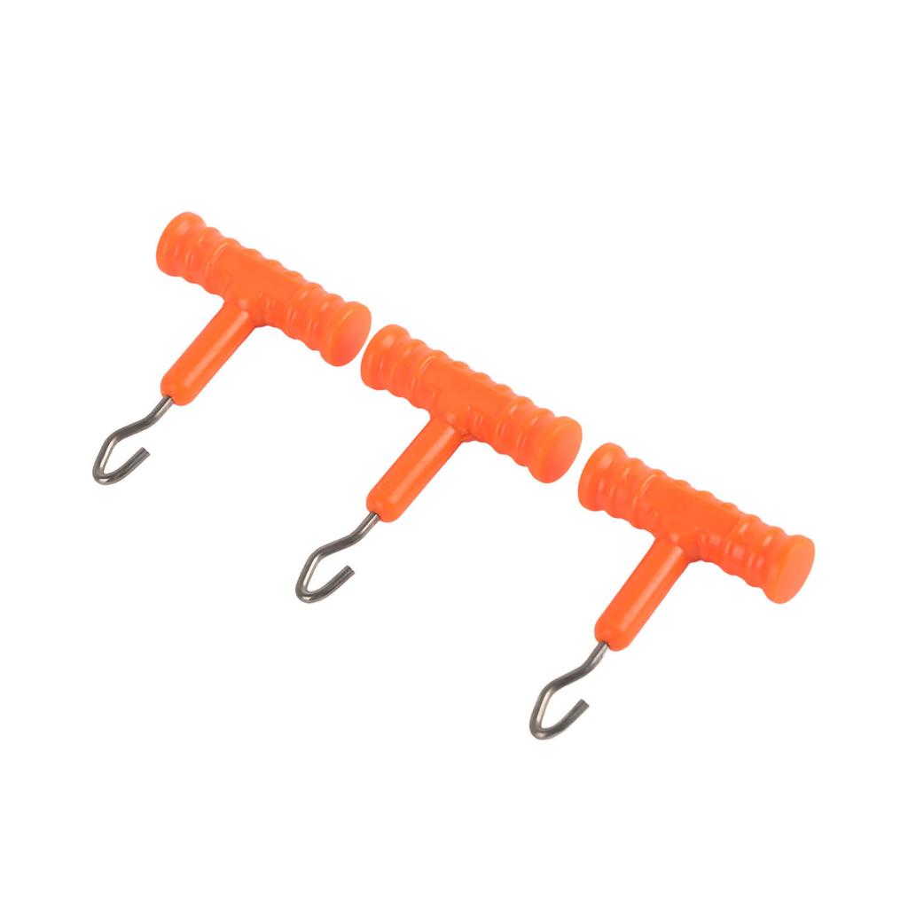 3pcs T Shape Handle Stainless Steel Hook Fishing Baiting Rig Tool(black)